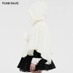 Punkravestore Lolita Heart-shaped Hollow Black Plush Cape