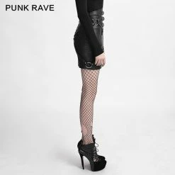 Punk Rave Store New Fashion Lady Bandage High Waisted Leather Punk Skirt