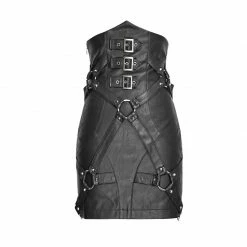 Punk Rave Store New Fashion Lady Bandage High Waisted Leather Punk Skirt