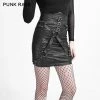 Punk Rave Store New Fashion Lady Bandage High Waisted Leather Punk Skirt