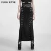 Punk Rave Store Black Wool Leather Spanking Split Punk Skirt