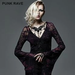 Punk Rave Store Flower Embroidery Egyptian Fancy Beads Necklace Gothic Accessories