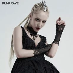 Punkravestore Goth Daily Lace Gloves Women