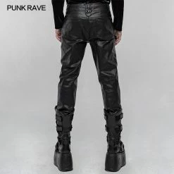 Punkravestore Punk Imitation Leather Pants Gothic Steampunk