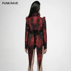 Punk Rave Store Red Night Swallowtail Coat