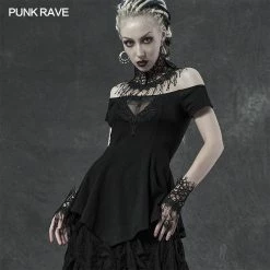 Punkravestore Goth Dark Night Vine Gloves Neck Cover Three-piece Set Gothic Lolita