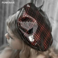 Punkravestore Plaid Little Demon Beret