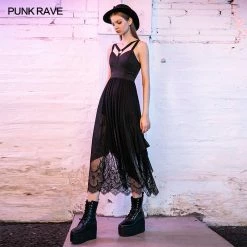 Punkravestore Strap Decorative Lace Dress Women