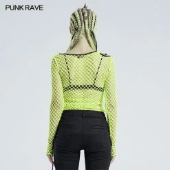 Punkravestore Personality Punk Perspective Mesh T-shirt