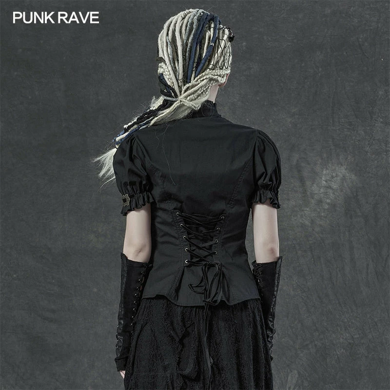 Punkravestore Gothic Steampunk Steampunk Short-sleeved Shirt 5 Punkravestore Gothic Steampunk Steampunk Short-sleeved Shirt