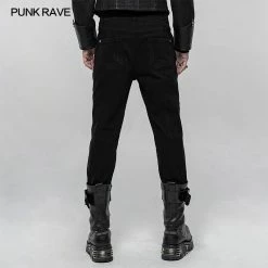 Punkravestore Gothic Steampunk Thickened Punk Simple Trousers