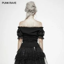 Punk Rave Store Lolita Broken-winged Black Angel Short Sleeve Shirt