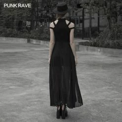 Punkravestore Embroidered Mid-length Dress Women