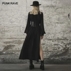 Punkravestore Women Dark Spliced Slit Dress