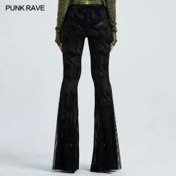 Punkravestore Black Gothic Dark Fringe Flared Trousers
