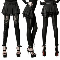 Punk Rave Store Women's Victorian Style Sexy Leather Gothic Leggings With Lace