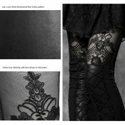 Punk Rave Store Women's Victorian Style Sexy Leather Gothic Leggings With Lace