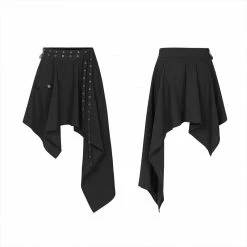 Punkravestore Punk Asymmetrmetric Vertical Half Skirt