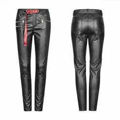 Punkravestore The Soft, High-elastic Denim Fabric In Contrast With Elastic Brush Twill Fabric Pants