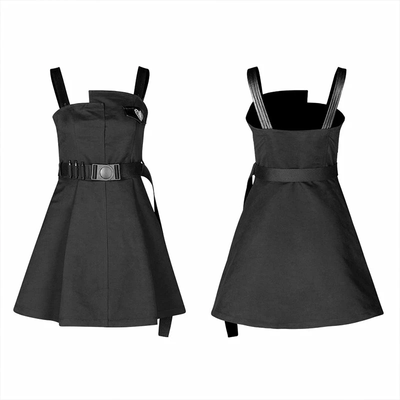 Punkravestore "Hardcore Girl" Series Military Asymmetrical Placket Slip Dress Women 6 Punkravestore "Hardcore Girl" Series Military Asymmetrical Placket Slip Dress Women