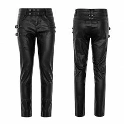 Punkravestore Punk Imitation Leather Pants Gothic Steampunk