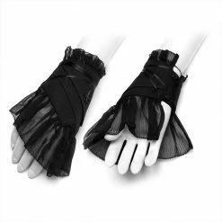 Punkravestore Abstinence Crossover Strap Fingerless Gloves Women