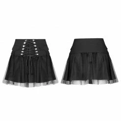 Punkravestore Nifty Punk Mesh Plaid Skirt Women