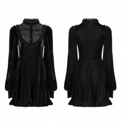 Punkravestore College Lace Patchwork Dress Women
