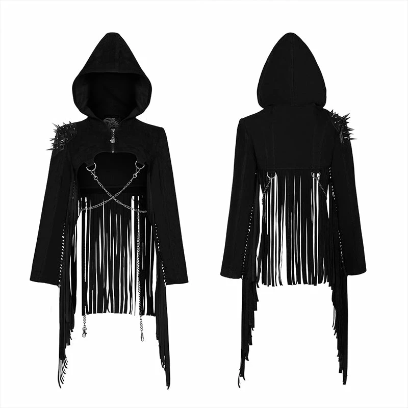 Punkravestore Punk Handsome Tassel Hooded Jacket Punk Sweater & Hoodies 6 Punkravestore Punk Handsome Tassel Hooded Jacket Punk Sweater & Hoodies