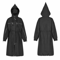 Punkravestore Wizard Hat Drawstring Loose Long Windbreaker