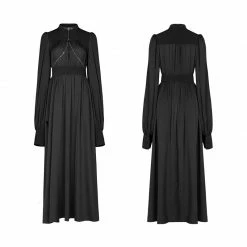 Punkravestore Women Dark Spliced Slit Dress