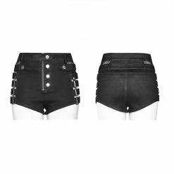 Punk Rave Store Metallic Rock Hollow Denim Shorts