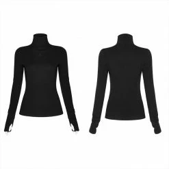 Punkravestore Women Pure Dark Series High-neck Tight T-shirt 11 Punkravestore Women Pure Dark Series High-neck Tight T-shirt