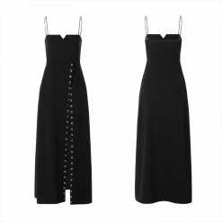 Punkravestore Sexy Small V-neck Braces Dress Women