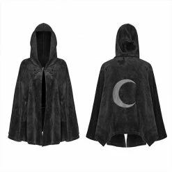 Punkravestore Dark Velvet Embroidered Cloak Jacket With Moon Design
