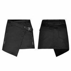 Punkravestore Asymmetrical Tailored Inclined Placket Zipper Skirt Women