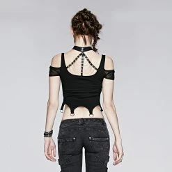 Punk Rave Store Women's Punk Personality Iron Chain Around Neck Strapless Top