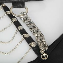 Punk Rave Store Women's Punk Personality Iron Chain Around Neck Strapless Top