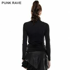 Punk Rave Store Coffe Steampunk Tight Mesh Punk Shirts With High Collar