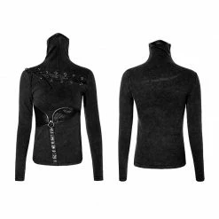 Punk Rave Store Coffe Steampunk Tight Mesh Punk Shirts With High Collar