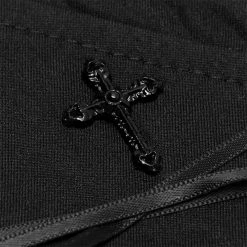 Punkravestore Abstinence Crossover Strap Fingerless Gloves Women