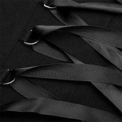 Punkravestore Women Dark Falbala Lashing Back Dress