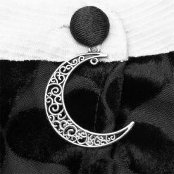 Punkravestore Gothic Dark Peach Heart Shadow Flower Bat White Collar Little Black Dress