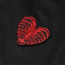 Punkravestore Daily Peach Heart Paste Cloth Mesh T-shirt Women