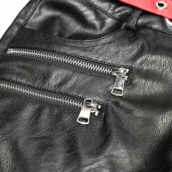 Punkravestore The Soft, High-elastic Denim Fabric In Contrast With Elastic Brush Twill Fabric Pants