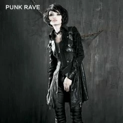 Punk Rave Store Studded Special Hot Fit Leather Long Gothic Coat