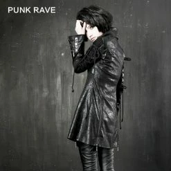 Punk Rave Store Studded Special Hot Fit Leather Long Gothic Coat