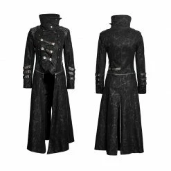 Punk Rave Store Black Winter High Collar Long Rock Punk Coat Cyber Goth