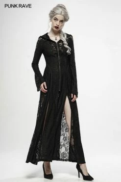 Punk Rave Store Darkmoon Cage Yarn Long Coat Gothic