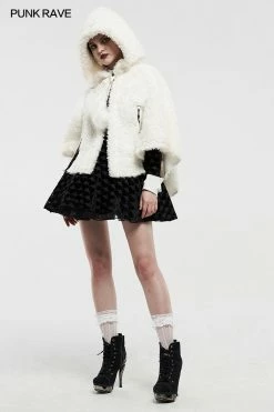 Punkravestore Lolita Heart-shaped Hollow Black Plush Cape